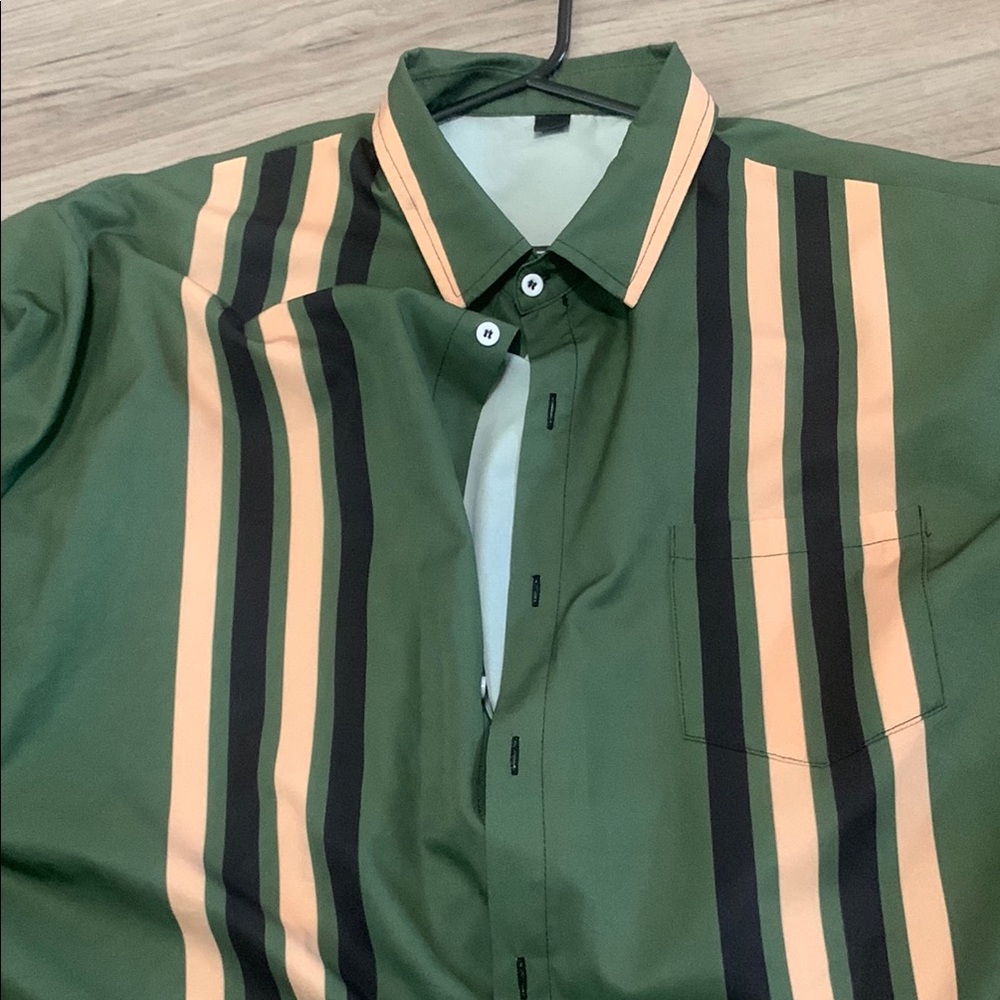Green Striped Men's Shirt